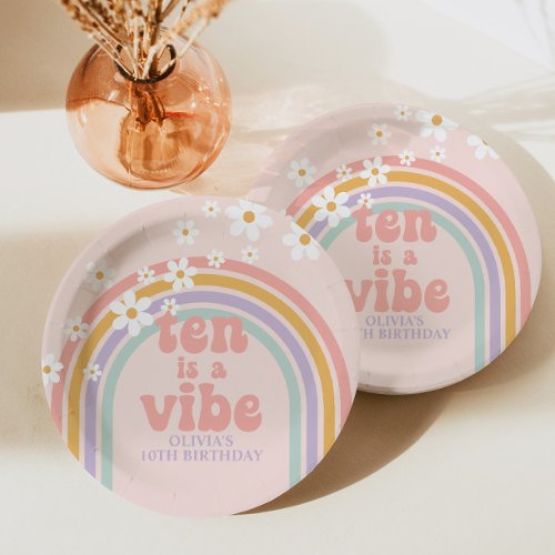 Rainbow Pastel Ten is a Vibe 10th birthday Paper Plates