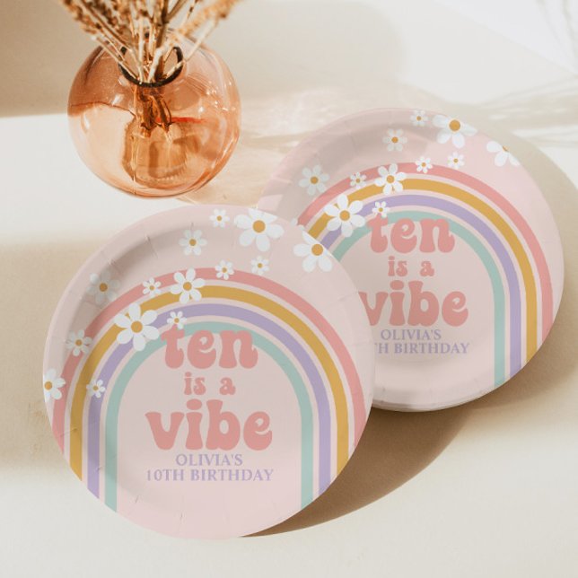 Rainbow Pastel Ten is a Vibe 10th birthday Paper Plates (Creator Uploaded)