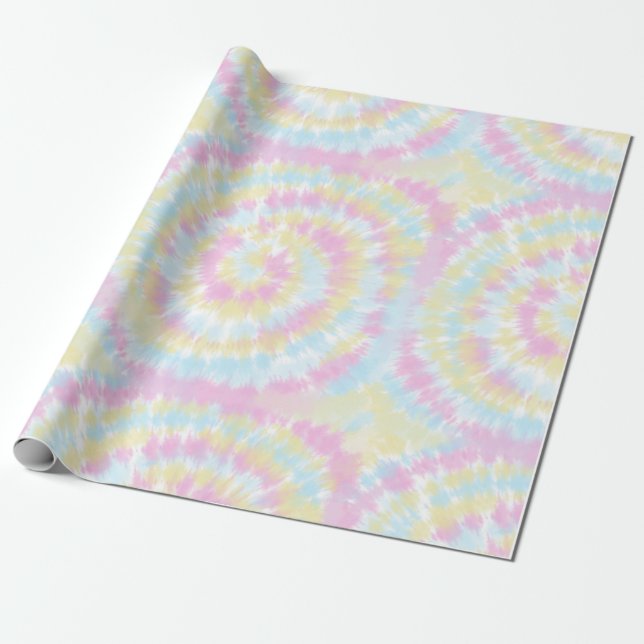 Rainbow Pastel Tie Dye Wrapping Paper (Unrolled)