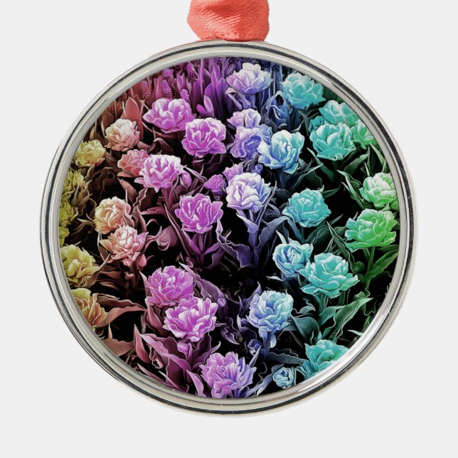 Rainbow Pastel Tulips Metal Ornament (Front)