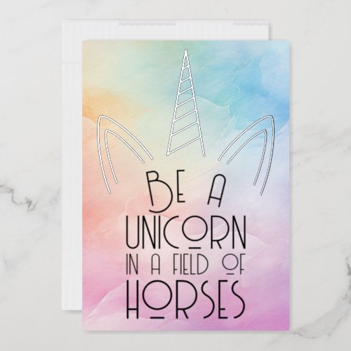 Rainbow Pastel Unicorn Affirmation Foil Holiday Card