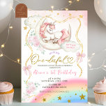 Rainbow Pastel Unicorn Magical Birthday Invitation<br><div class="desc">Rainbow Pastel Unicorn Magical Birthday Invitation,  Isn't She Onederful Girl Birthday invite,  Editable Lovely Kids 1st Birthday C48</div>