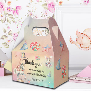 Rainbow Pastel w Animals 4th Birthday Favor Boxes
