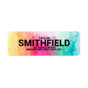 Rainbow Pastel Watercolor Painting Return Address Label