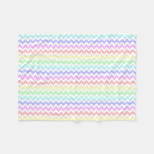 Rainbow Pastel White Chevron Fleece Blanket