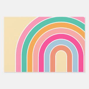 Rainbow Pastel Yellow Wrapping Paper Sheets