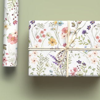 Rainbow Pastels Watercolor Wildflower Meadow Wrapping Paper Sheets