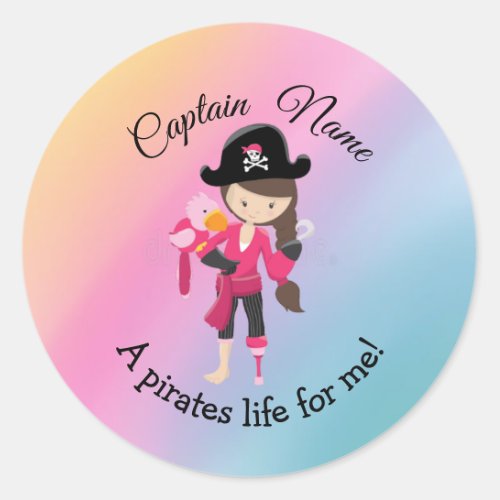 Rainbow Pastle YOUNG Girl Party Pirate    Classic  Classic Round Sticker