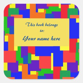 Rainbow Patchwork Quilt Abstract Design Bookplate