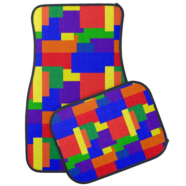 Rainbow Patchwork Quilt Abstract Pattern Car Mats