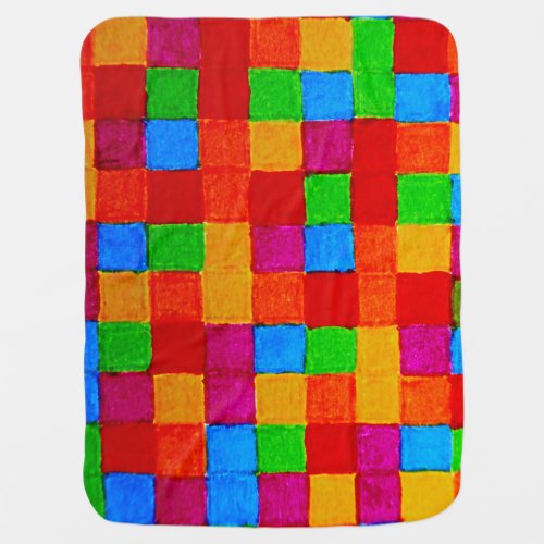 Rainbow Patchwork Quilt Color Grid Abstract Baby Blanket