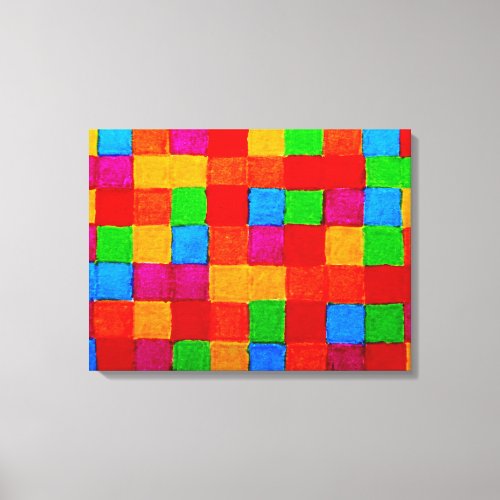 Rainbow Patchwork Quilt Color Grid Abstract Canvas Print
