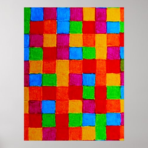 Rainbow Patchwork Quilt Color Grid Abstract Poster