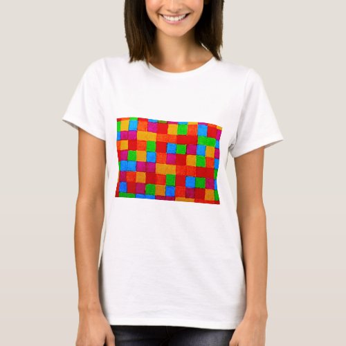 Rainbow Patchwork Quilt Color Grid Abstract T_Shirt