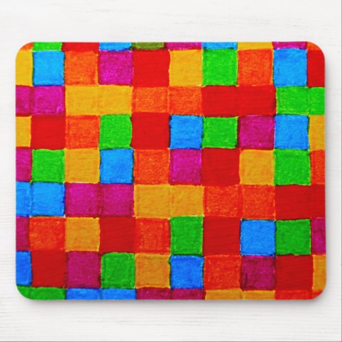 Rainbow Patchwork Quilt Colour Grid Abstract Mouse Pad