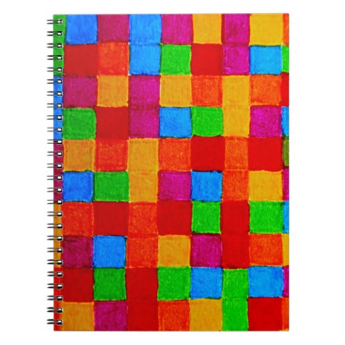 Rainbow Patchwork Quilt Colour Grid Abstract Notebook