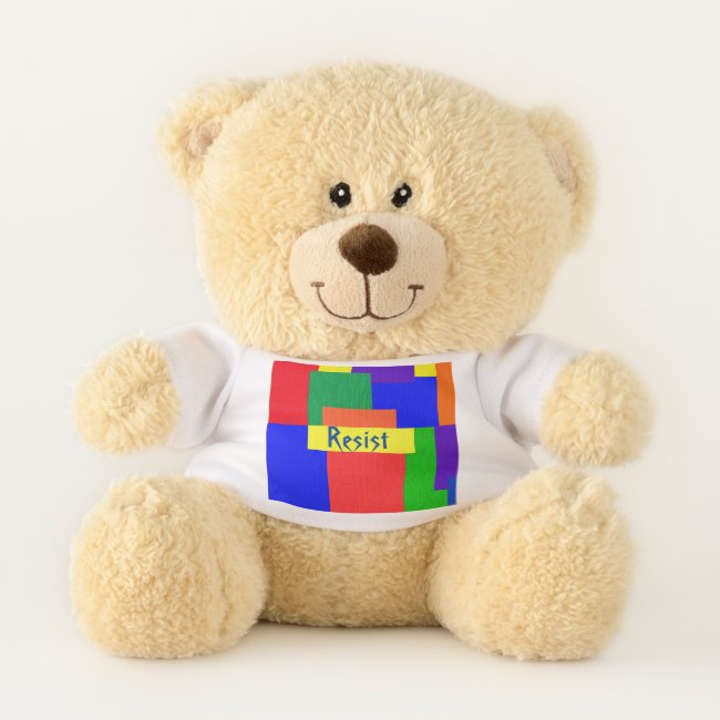 Rainbow Patchwork Resist Teddy Bear