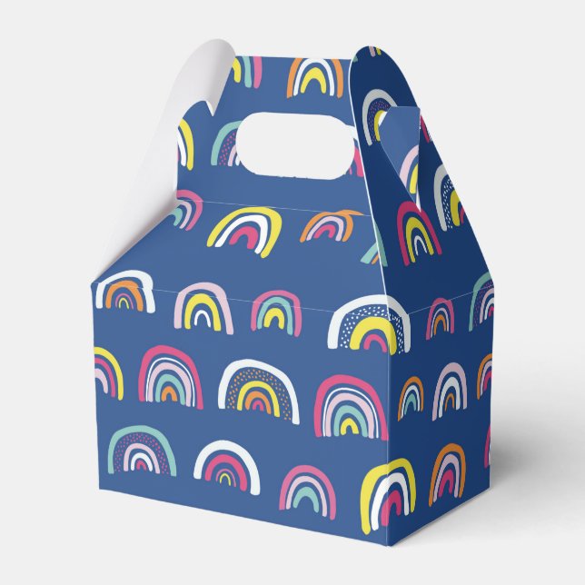 Rainbow pattern blue favor boxes (Front Side)