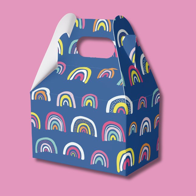 Rainbow pattern blue favor boxes (Rainbow pattern blue and pink party favor box)
