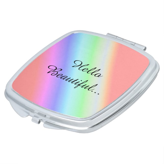 Rainbow Pattern Hello Makeup Mirror (Turned)
