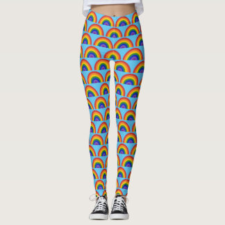 Rainbow Pattern on Bright Blue LGBTQ Pride Leggings