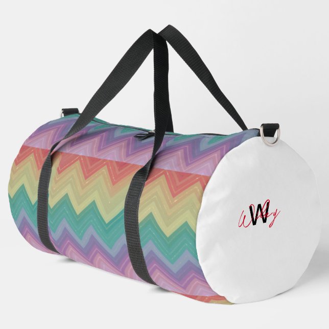 Rainbow pattern personalized Duffle Bag (Left Corner)