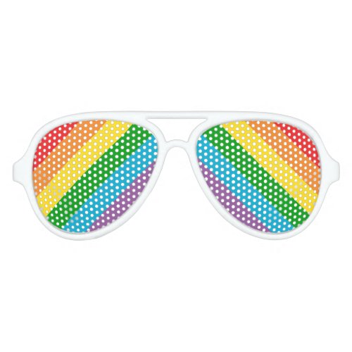 Rainbow Pattern Pride Party Festival Aviator Sunglasses
