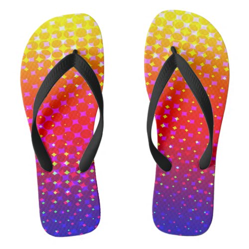 Rainbow Pattern Sparkle Flip Flops