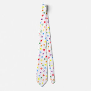 Rainbow Pattern Stars Neck Tie