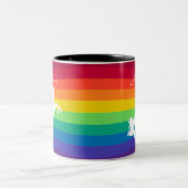Rainbow Pattern White Unicorn Personalized Custom Two-Tone Coffee Mug (Center)