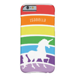 Rainbow Pattern White Unicorn Personalized Trendy Barely There iPhone 6 Case