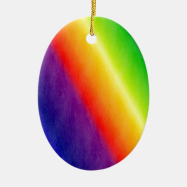 Rainbow Patterns Ceramic Ornament (Front)