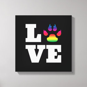 Rainbow paw canvas print