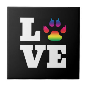 Rainbow paw ceramic tile