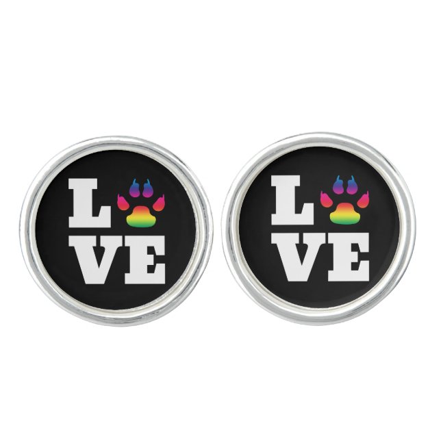 Rainbow paw cufflinks (Front)