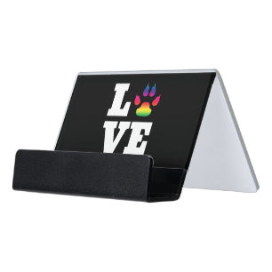 Rainbow paw desk business card holder