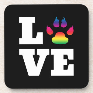 Rainbow paw drink coaster