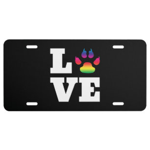 Rainbow paw license plate