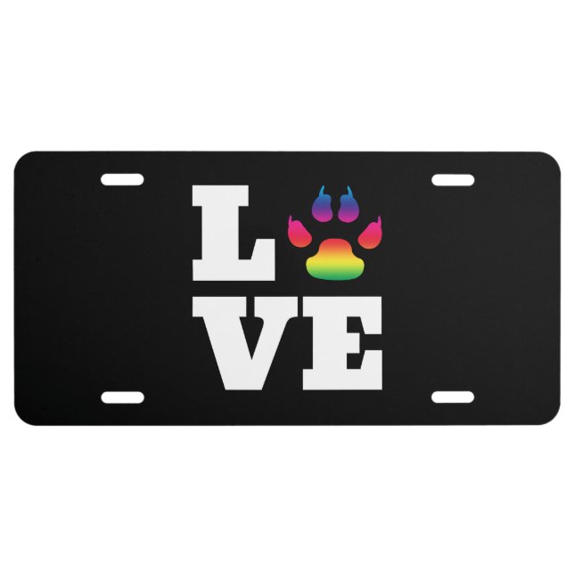 Rainbow paw license plate (Front)