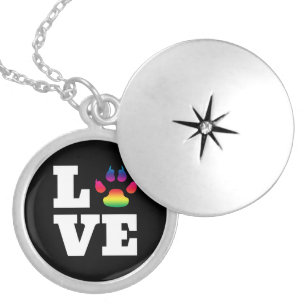Rainbow paw locket necklace
