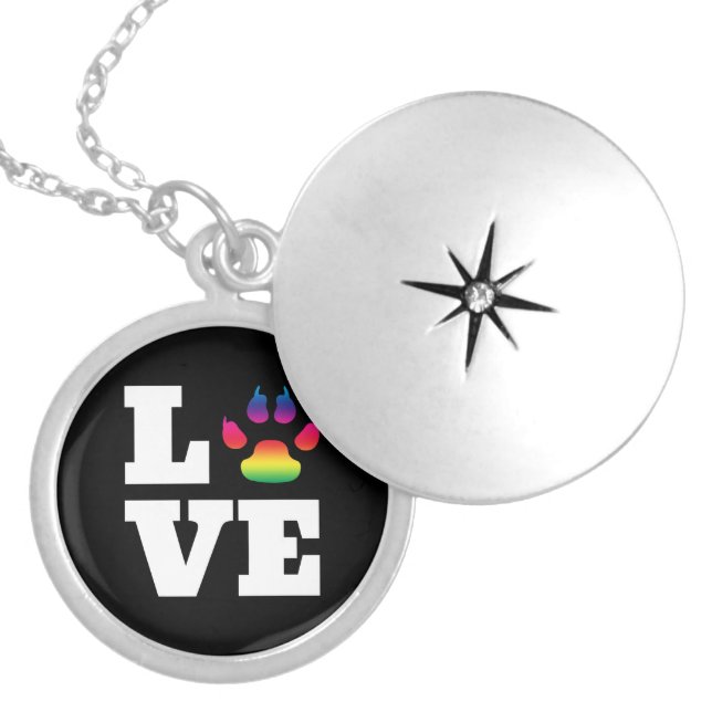 Rainbow paw locket necklace (Front)