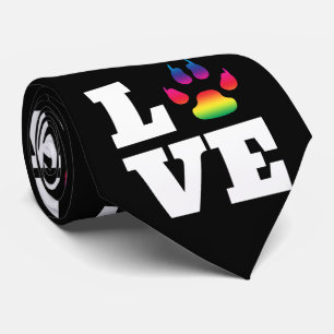 Rainbow paw neck tie