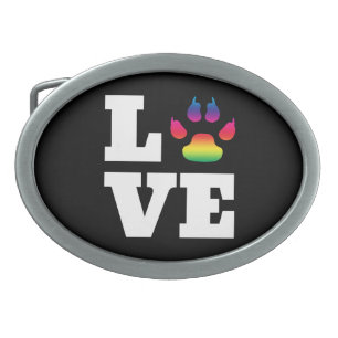 Rainbow paw oval belt buckle