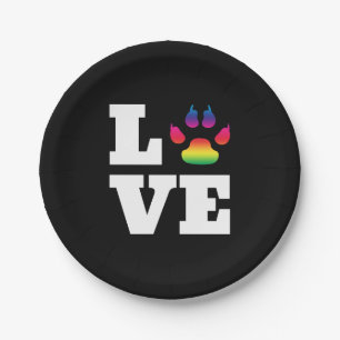 Rainbow paw paper plates