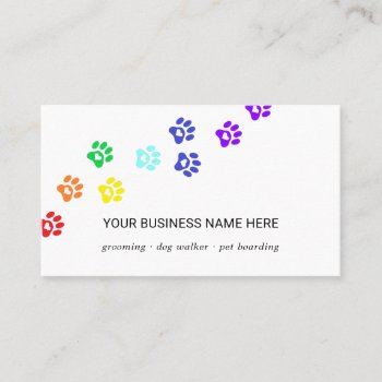 Rainbow Paw Path With Heart Business Card by Purple_world at Zazzle