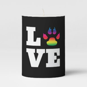 Rainbow paw pillar candle