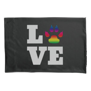Rainbow paw pillow case