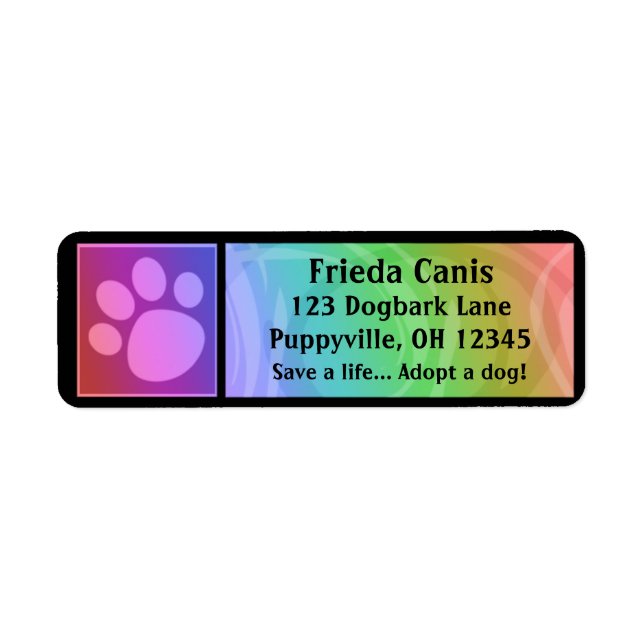 Rainbow Paw Print Address Labels (Front)