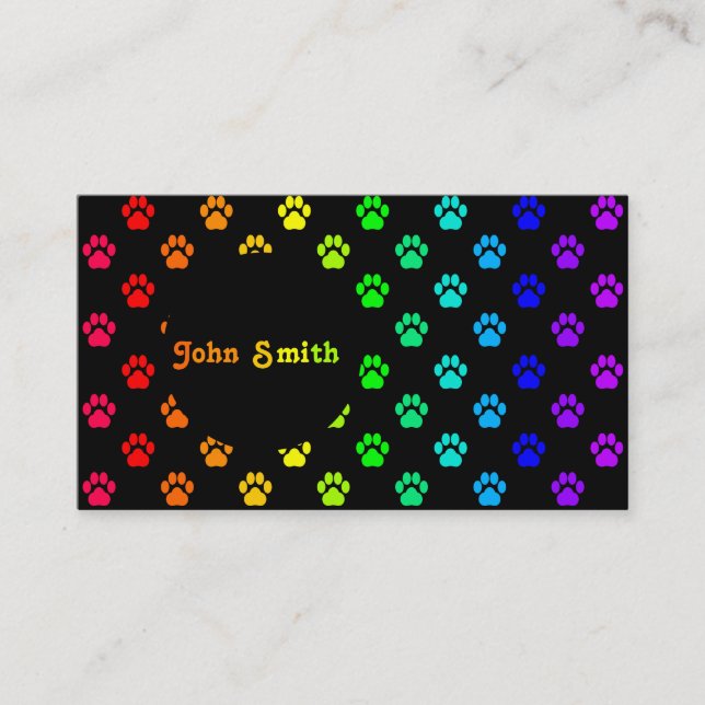 Rainbow Paw Print Business Card (Front)