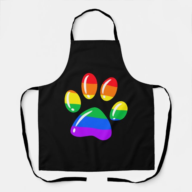 Rainbow Paw Print Dog Paw LGBT Pride LGBT Supporte Apron (Front)